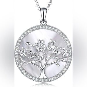 MEGACHIC Tree of Life Sterling Silver Mother of Pearl Pendant Necklace